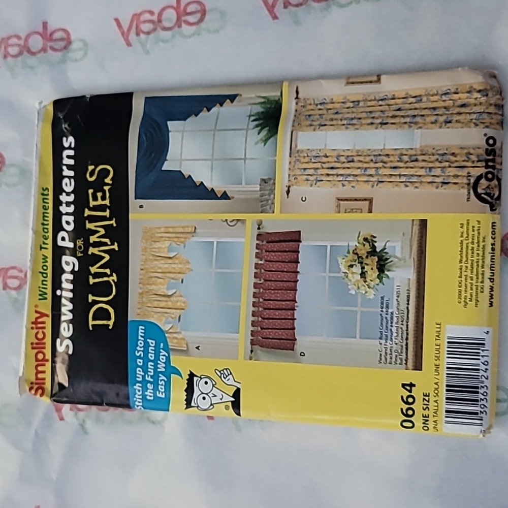 2001 Simplicity Window Treatments Sewing Pattern 0664 Uncut